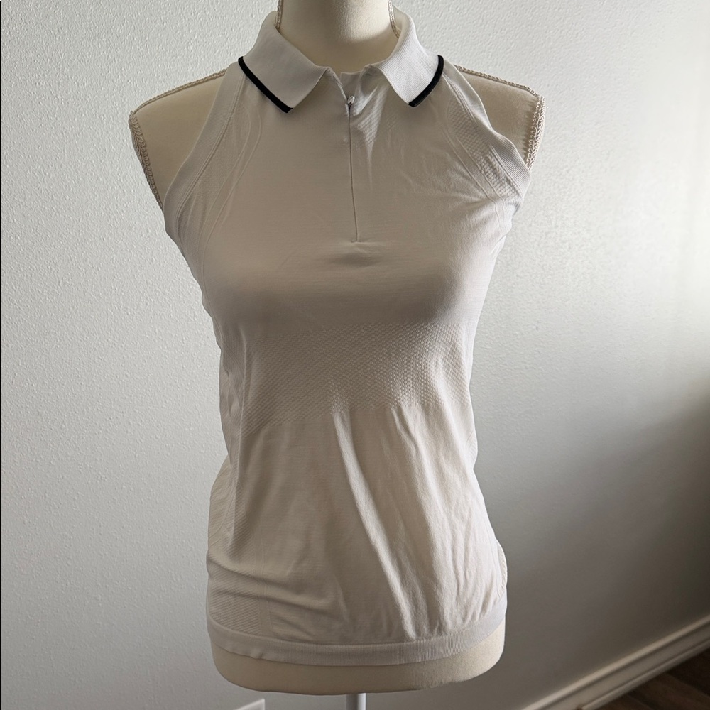 Athleta White Sleeveless Polo Top